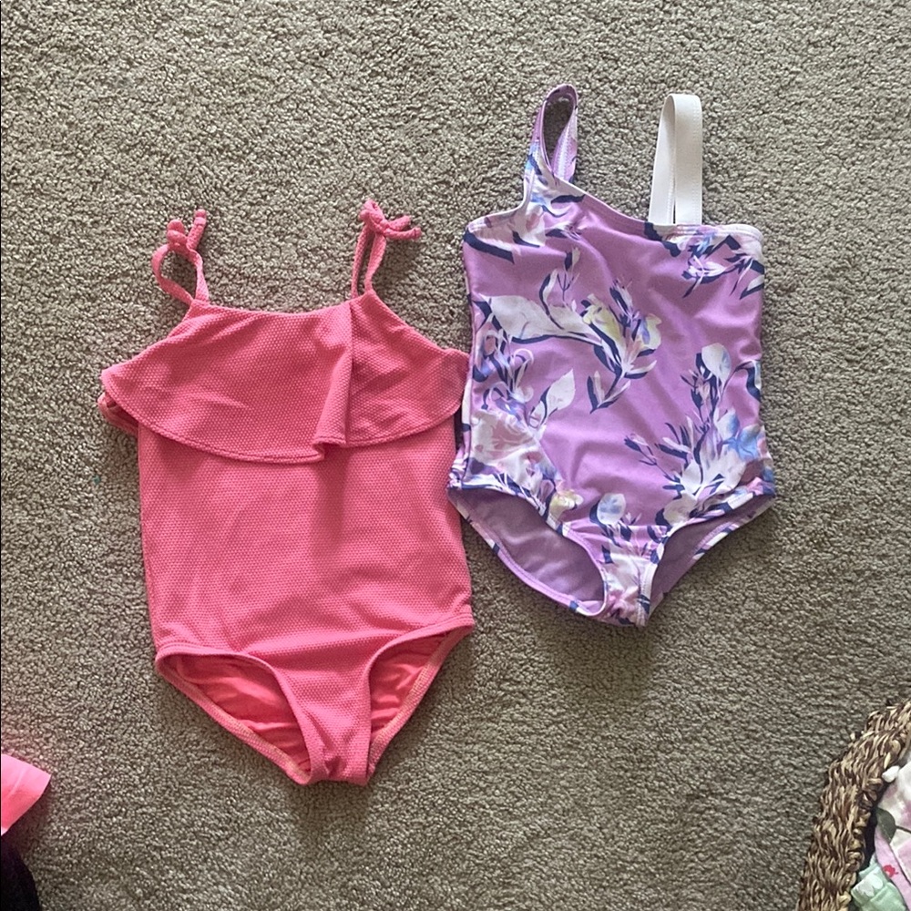 Ideology Pink and Purple One Piece Swimsuit with Textured Details